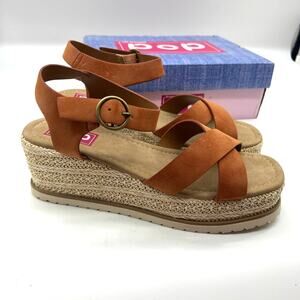 Pop Cicci Women Shoes Ankle Strap Casual Wedge Sandle Brown Size 11M